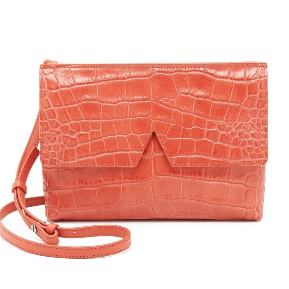 Vince. Croc Embossed Coral Cross Body Bag